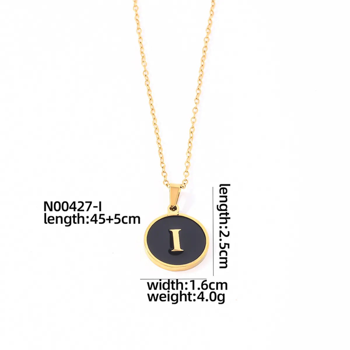 304 Stainless Steel Gold Plated Simple Style Plating Inlay Round Letter Shell Pendant Necklace