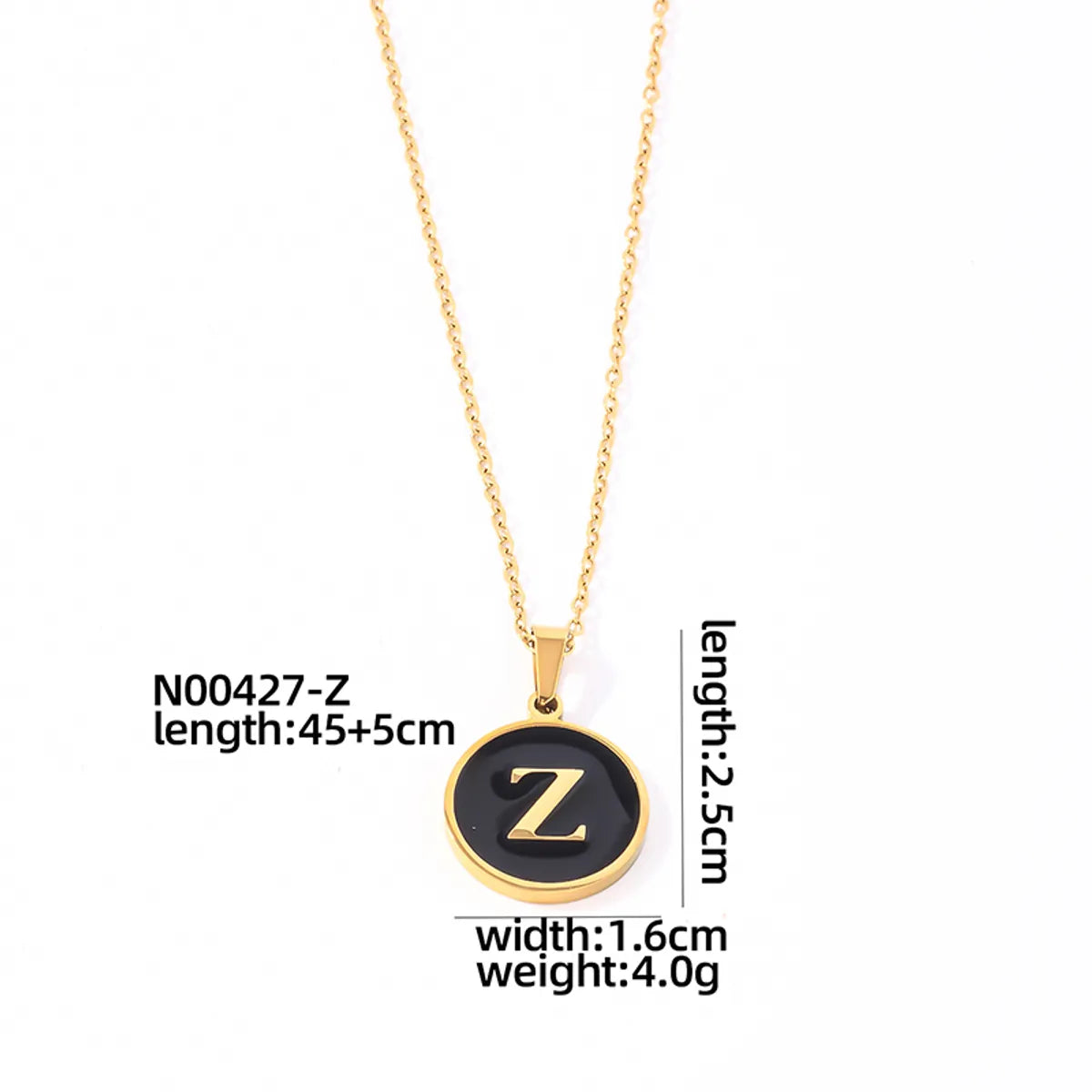 304 Stainless Steel Gold Plated Simple Style Plating Inlay Round Letter Shell Pendant Necklace