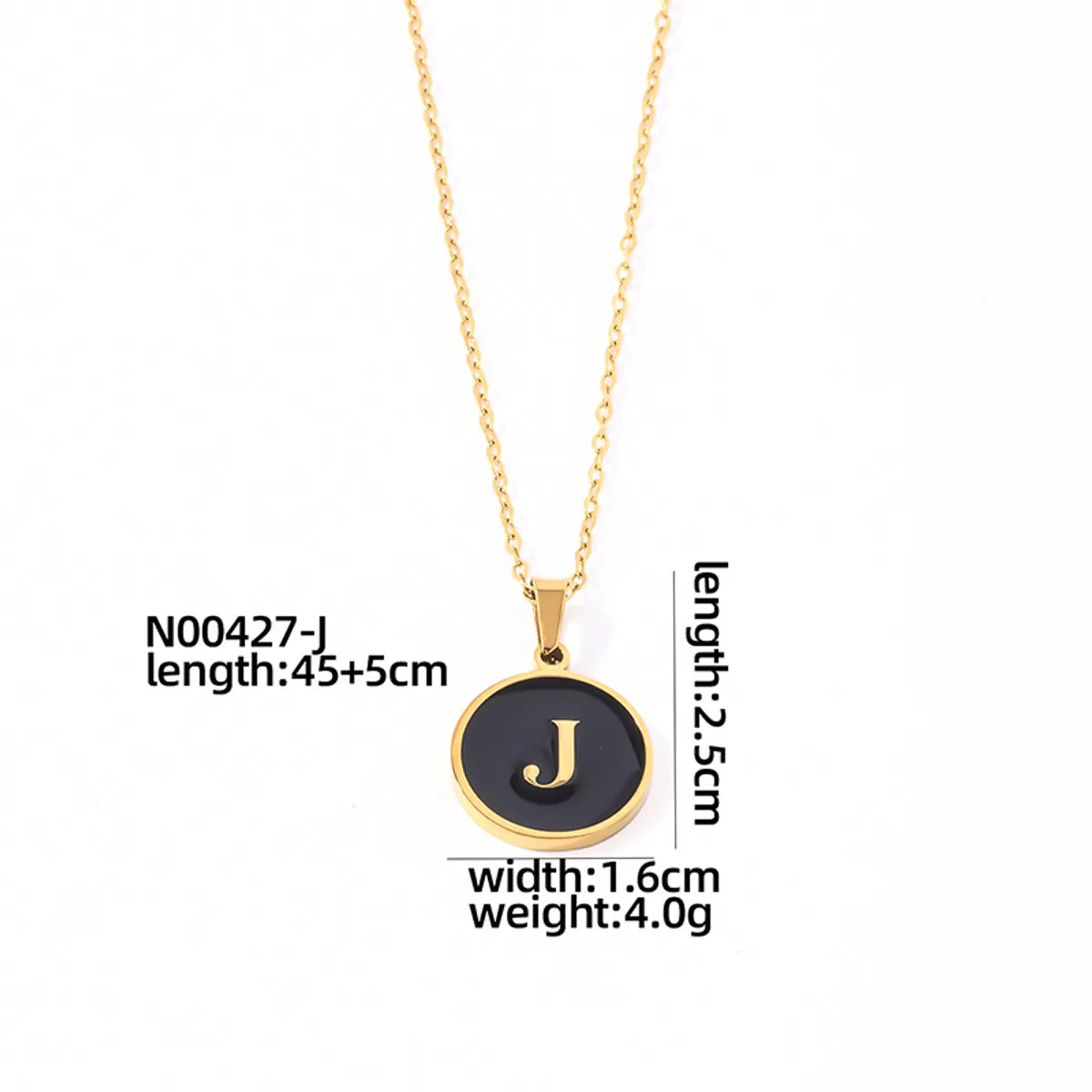 304 Stainless Steel Gold Plated Simple Style Plating Inlay Round Letter Shell Pendant Necklace