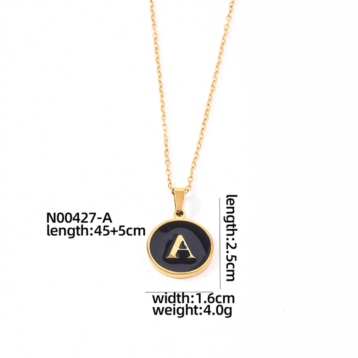 304 Stainless Steel Gold Plated Simple Style Plating Inlay Round Letter Shell Pendant Necklace