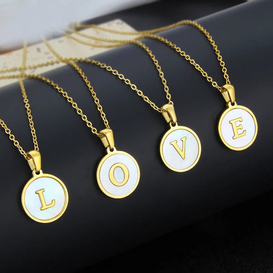 Simple Style Round Letter Titanium Steel Plating Necklace