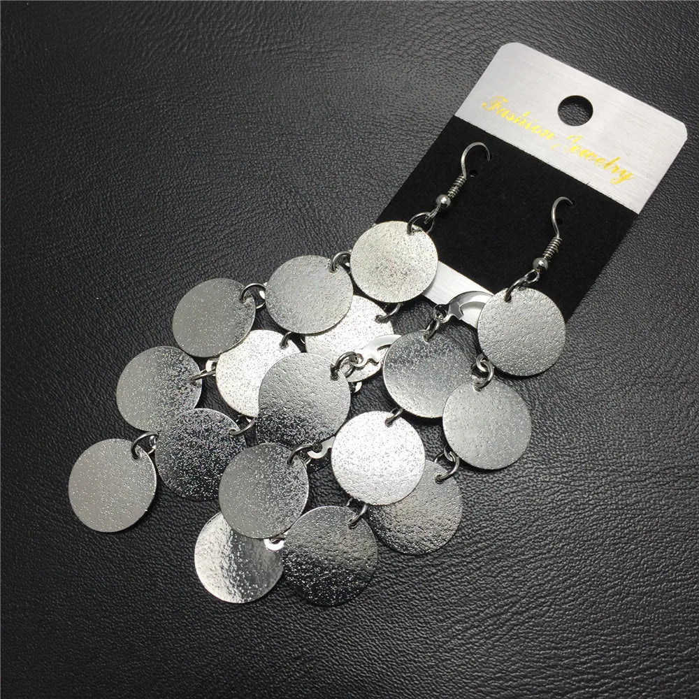 Simple Style Round Metal Patchwork Women'S Drop Earrings