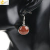 Simple Style Round Natural Stone And Copper Accessories Women's Earrings