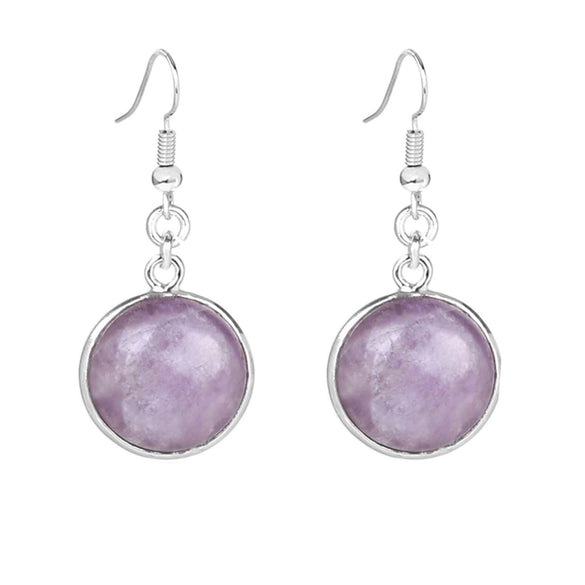 Simple Style Round Natural Stone And Copper Accessories Women's Earrings
