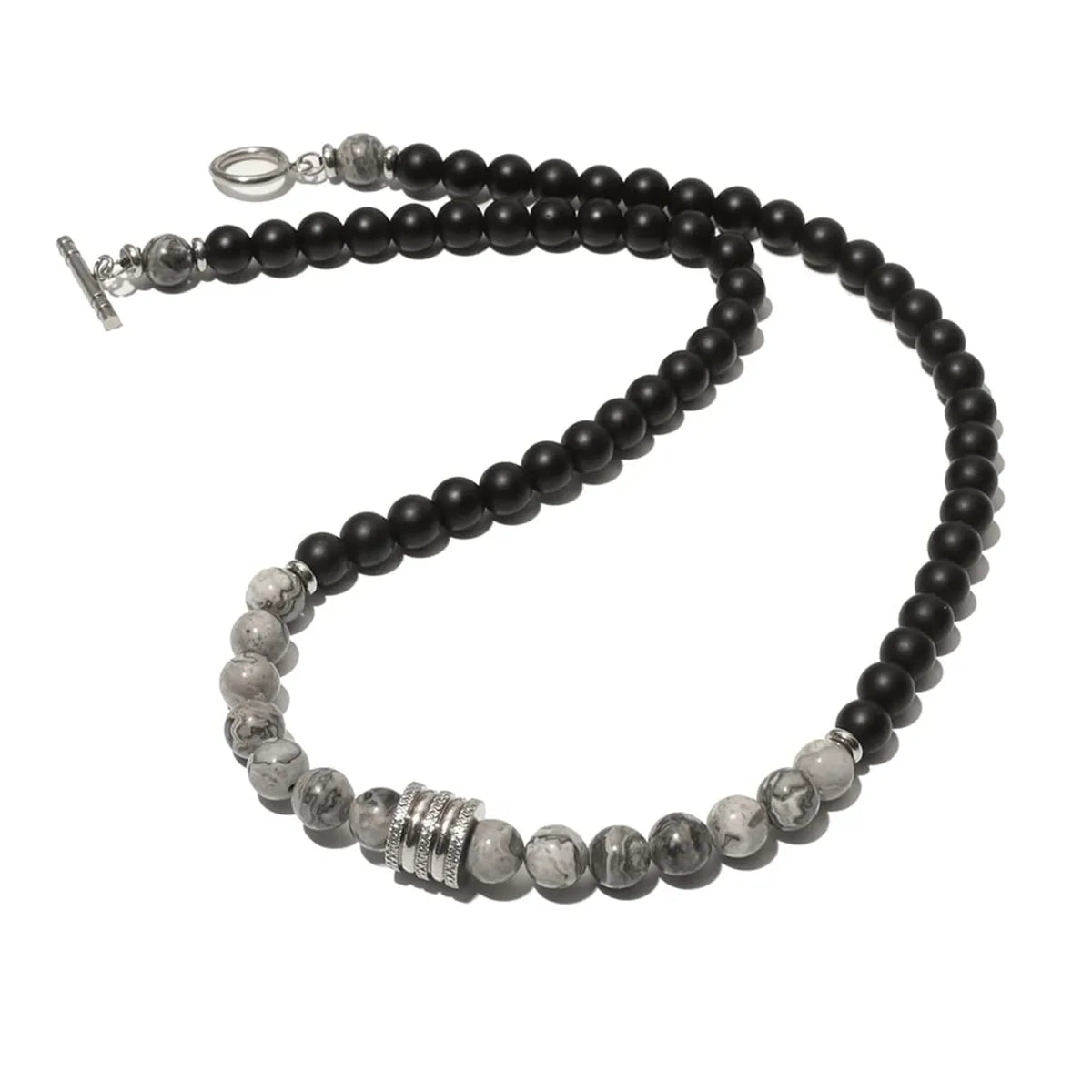 Simple Style Round Natural Stone Beaded Men'S Necklace