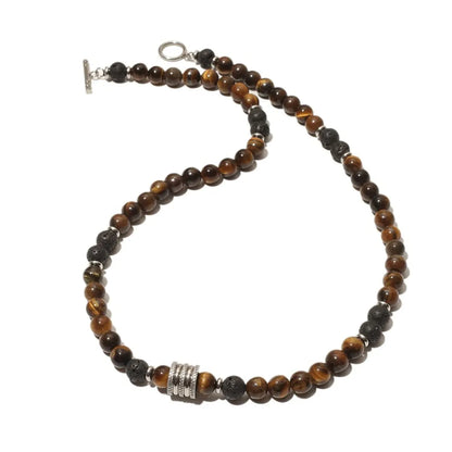 Simple Style Round Natural Stone Beaded Men'S Necklace