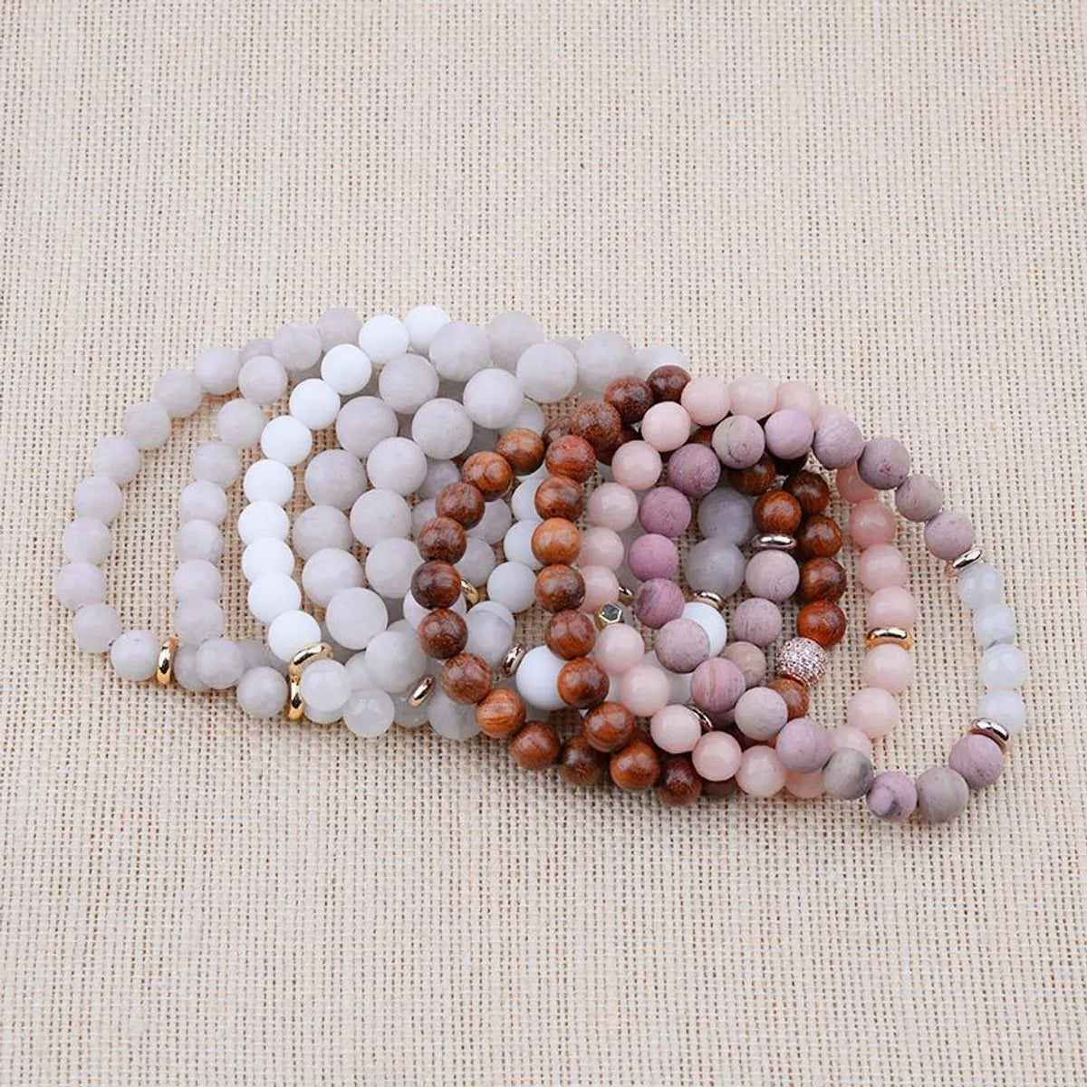 Simple Style Round Natural Stone Bracelets