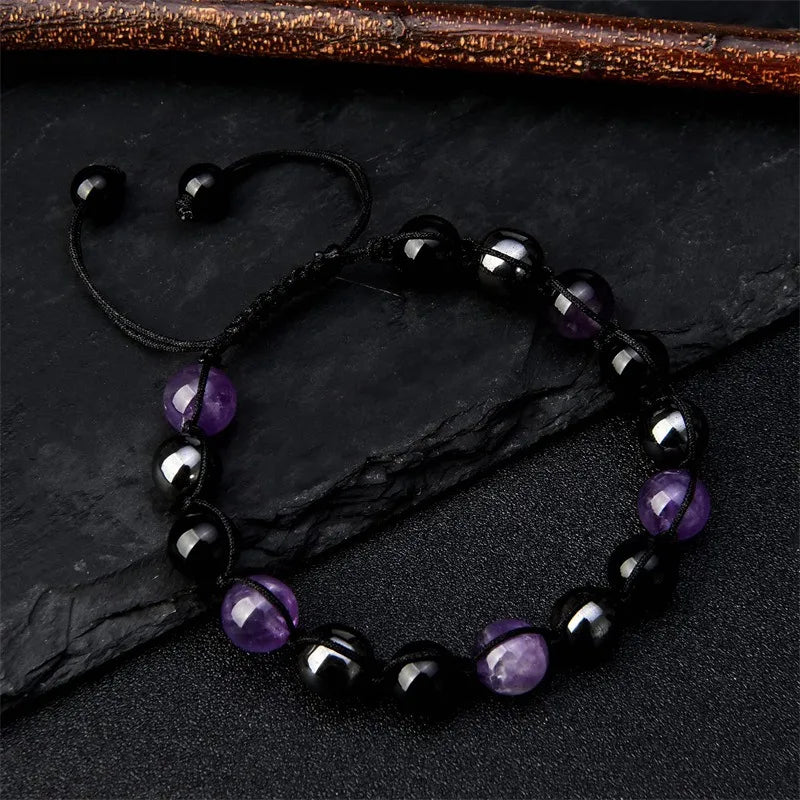 Simple Style Round Natural Stone Obsidian Beaded Women'S Bracelets