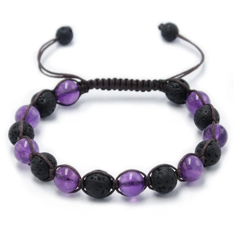 Simple Style Round Natural Stone Obsidian Beaded Women'S Bracelets