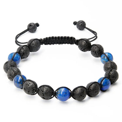 Simple Style Round Natural Stone Obsidian Beaded Women'S Bracelets