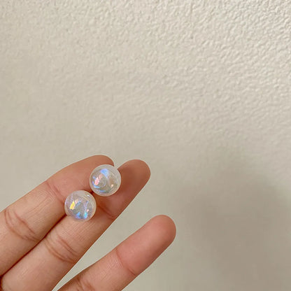 Simple Style Round Pearl Ear Studs 1 Pair