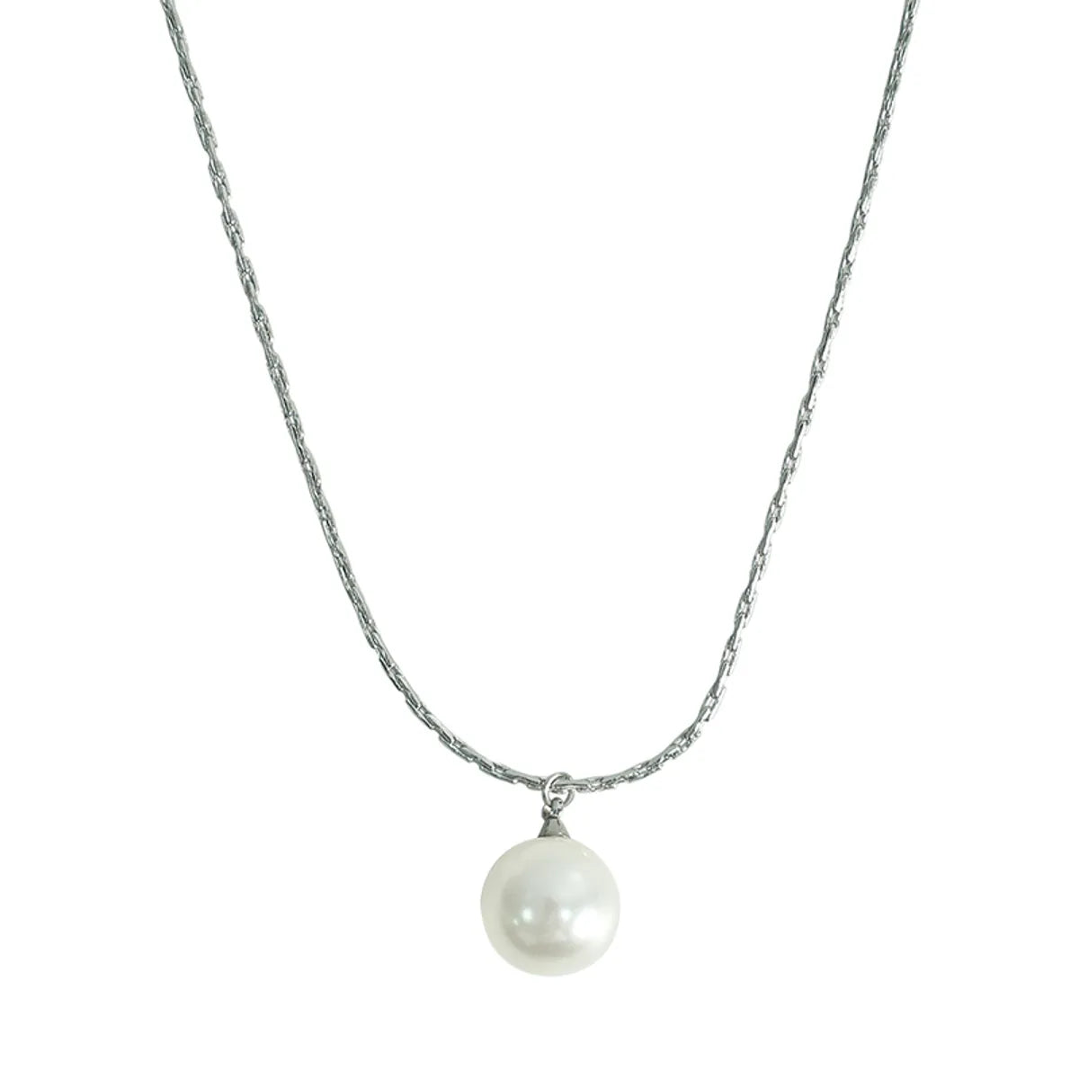 Simple Style Round Pearl Glass Bead Titanium Steel Plating 18k Gold Plated Necklace