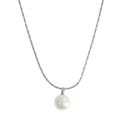 Simple Style Round Pearl Glass Bead Titanium Steel Plating 18k Gold Plated Necklace