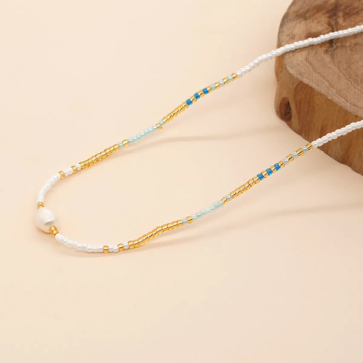 Simple Style Round Pearl Seed Bead Beaded Chain Women's Necklace