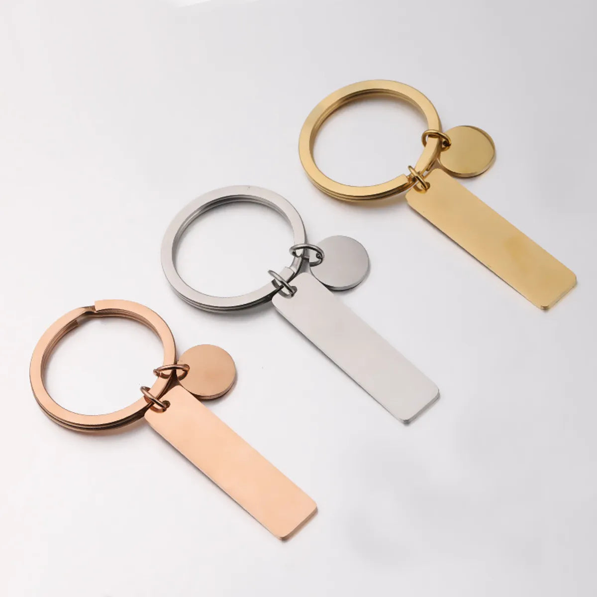 Simple Style Round Rectangle 304 Stainless Steel Polishing Plating None Unisex Bag Pendant Keychain