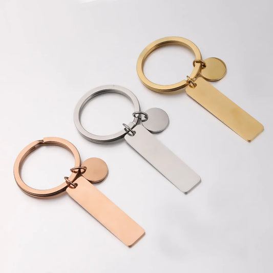 Simple Style Round Rectangle 304 Stainless Steel Polishing Plating None Unisex Bag Pendant Keychain