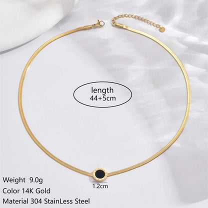 Simple Style Round Roman Numeral Stainless Steel Polishing Plating Inlay Acrylic 14k Gold Plated Necklace