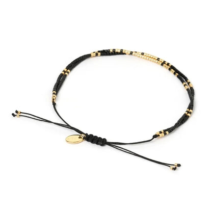 Simple Style Round Seed Bead Rope Copper Knitting Plating 18k Gold Plated Women's Drawstring Bracelets