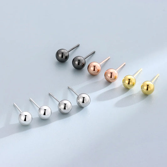 Simple Style Round Silver Plating Ear Studs 1 Pair