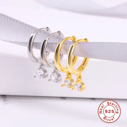 Simple Style Round Silver Plating Inlay Zircon Dangling Earrings 1 Pair