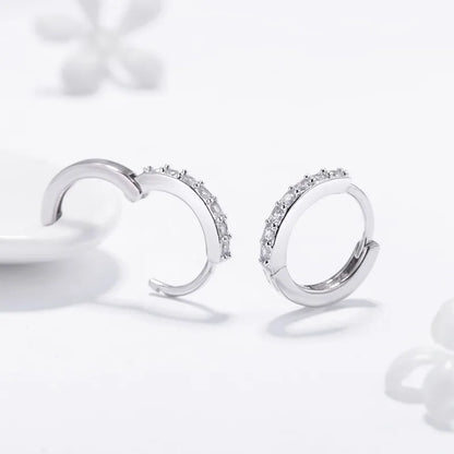 Simple Style Round Silver Plating Inlay Zircon Earrings 1 Pair