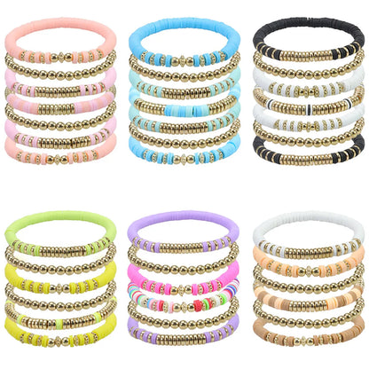 Simple Style Round Soft Clay Beaded Women's Bracelets