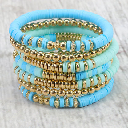 Simple Style Round Soft Clay Beaded Women's Bracelets