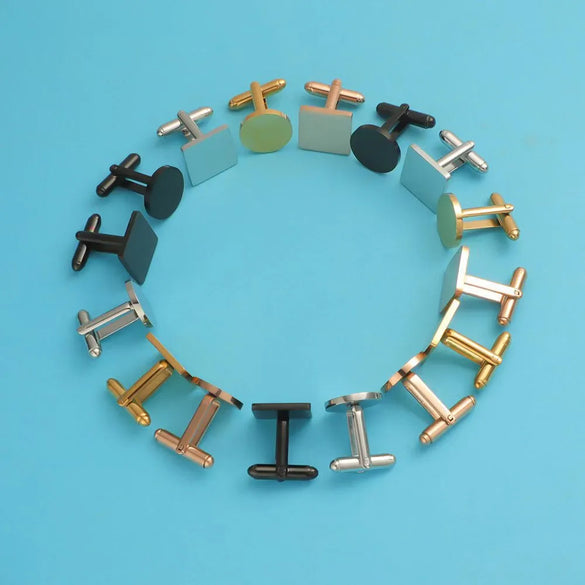 1 Set Simple Style Round Square Customization Laser Engraving Titanium Steel Plating Men'S Cufflinks