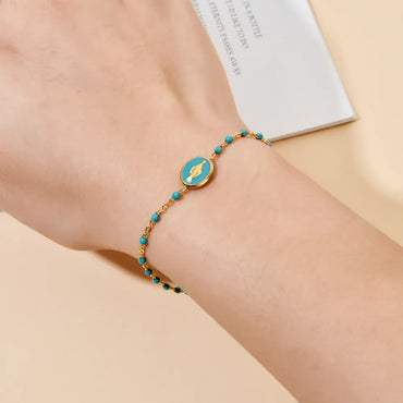 Simple Style Round Stainless Steel Enamel Chain Bracelets