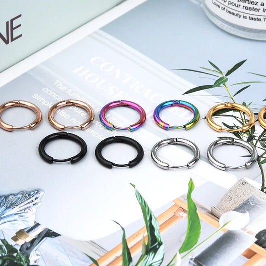 Simple Style Round Stainless Steel Hoop Earrings 1 Piece