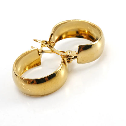 Simple Style Round Gold Plated Stainless Steel Hoop Earrings