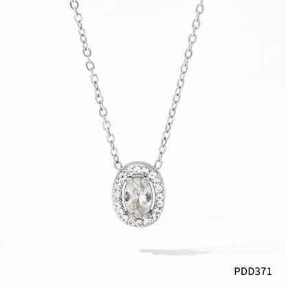 304 Stainless Steel 16K Gold Plated White Gold Plated Gold Plated Simple Style Inlay Round Rhinestones Pendant Necklace