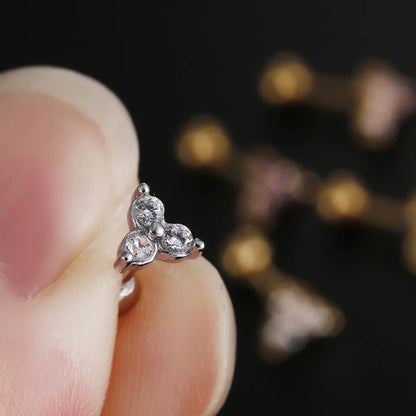 1 Piece Simple Style Round Inlay Stainless Steel Zircon Ear Studs