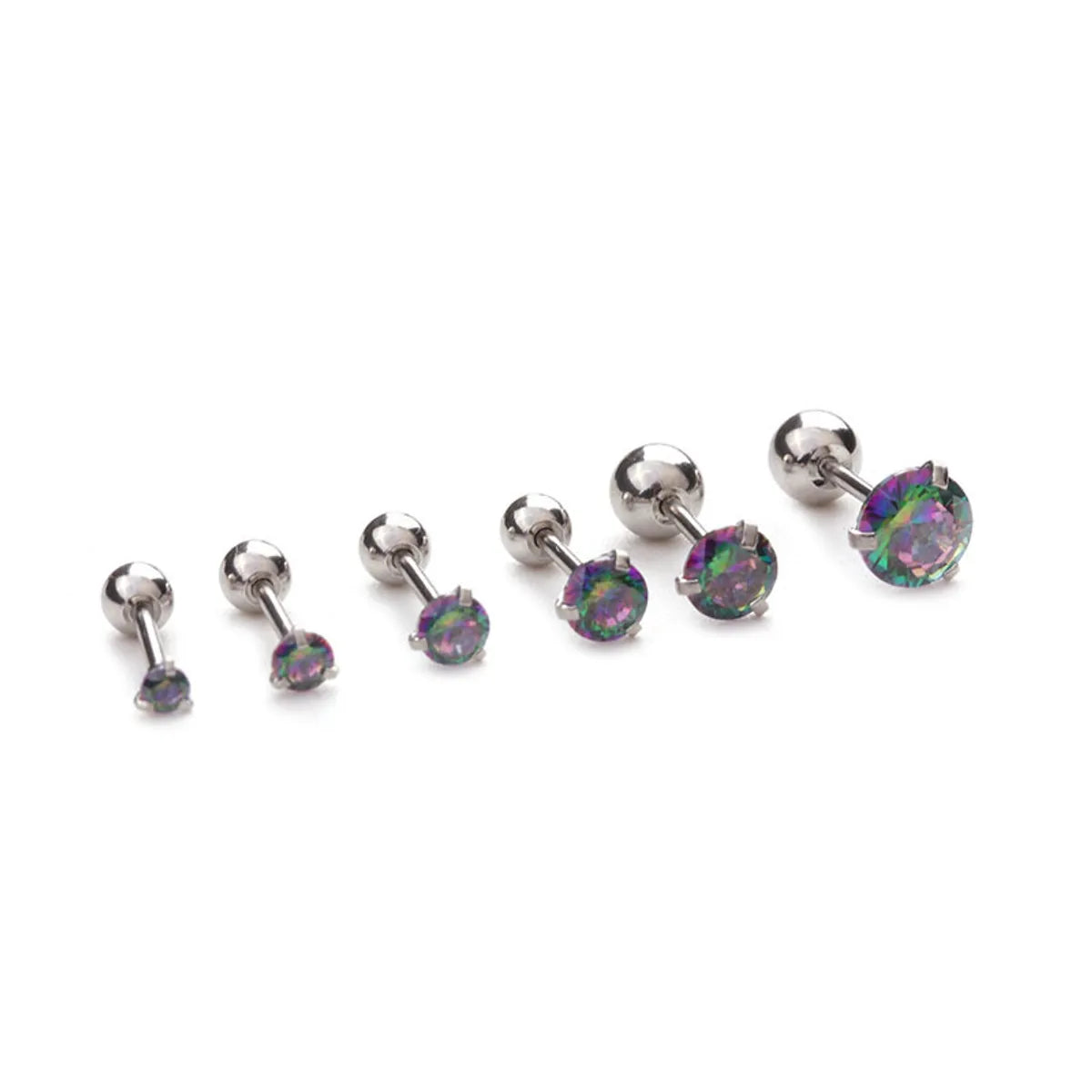 Simple Style Round Inlay Stainless Steel Zircon Ear Studs