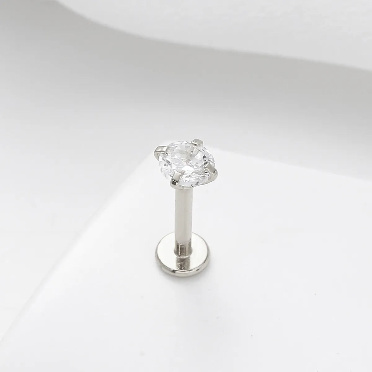 Simple Style Round Stainless Steel Inlay Zircon Nose Studs