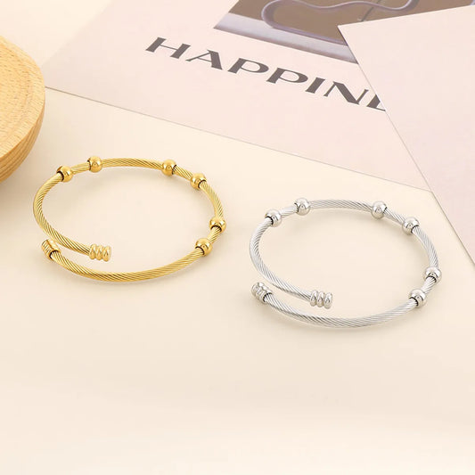 Simple Style Round Stainless Steel Plating Bangle