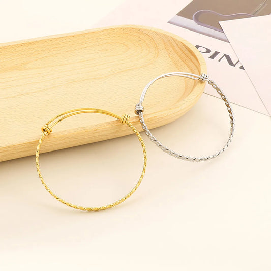 Simple Style Round Stainless Steel Plating Bangle