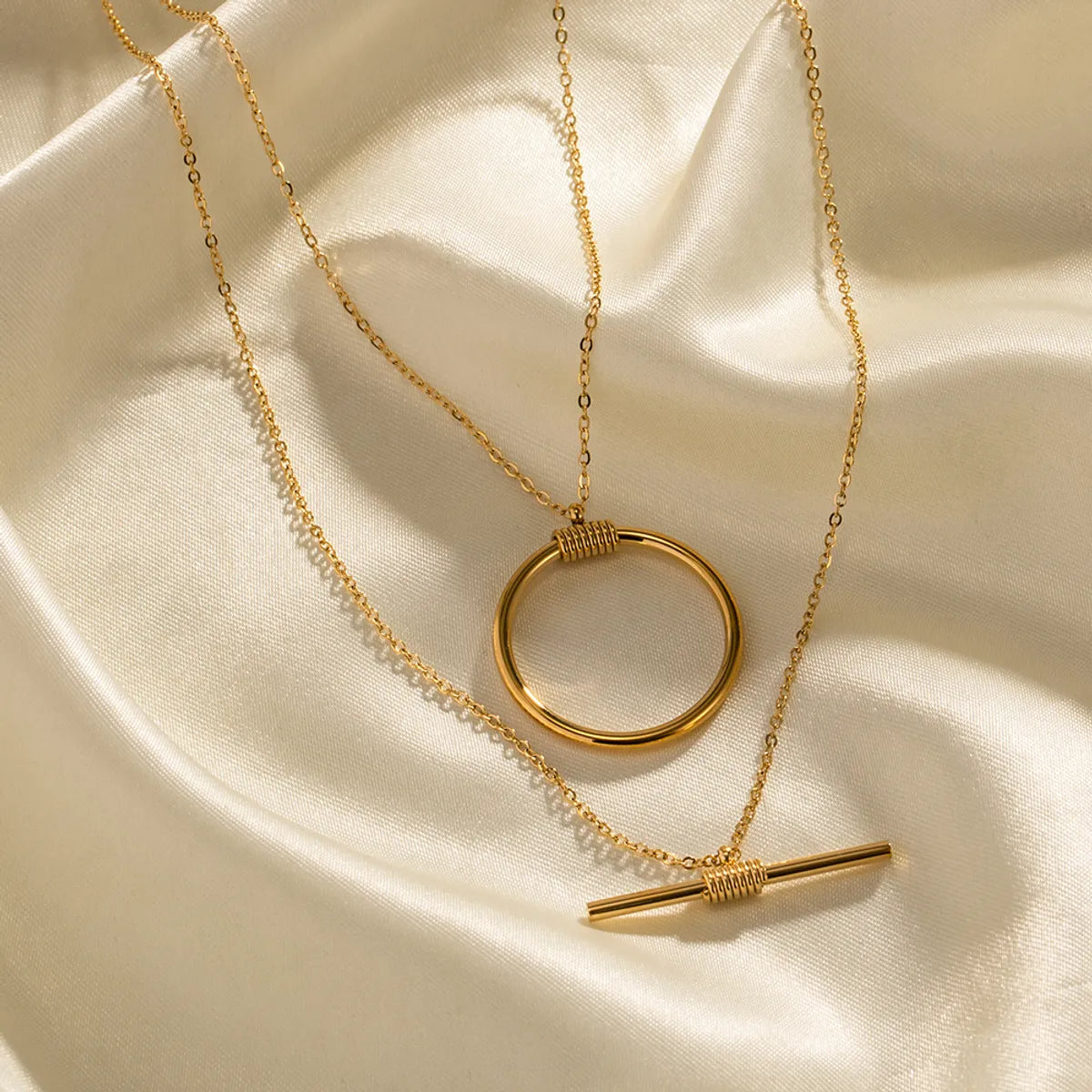 Simple Style Round Stainless Steel Plating Gold Plated Layered Necklaces