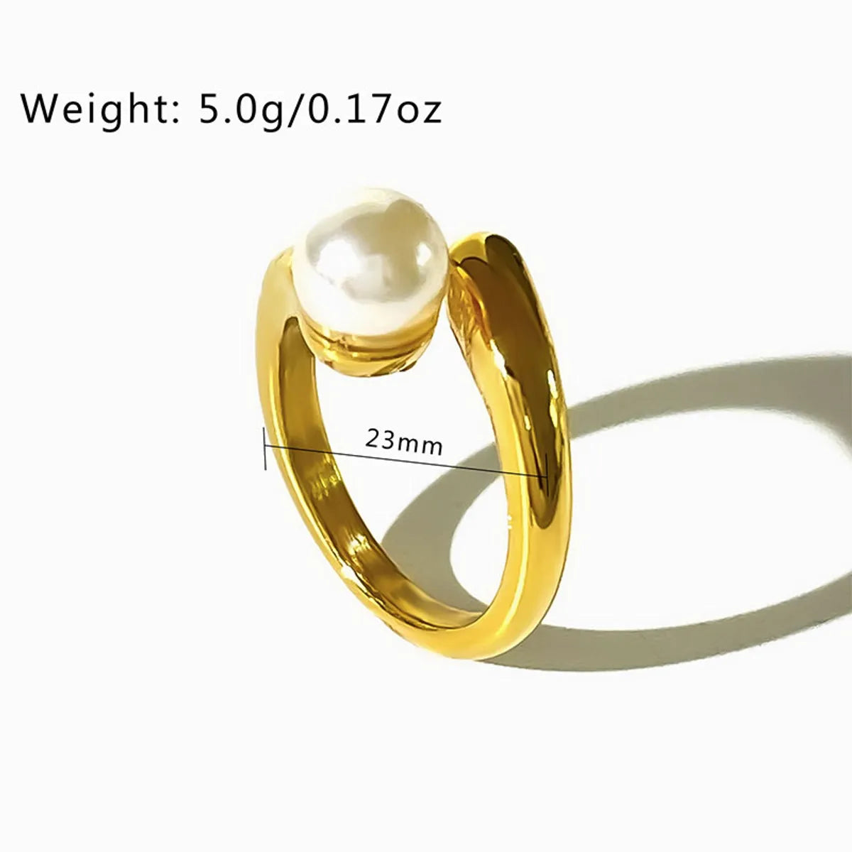 Wholesale Jewelry Simple Style Round Stainless Steel Artificial Pearls 18K Gold Plated Plating Inlay Open Rings