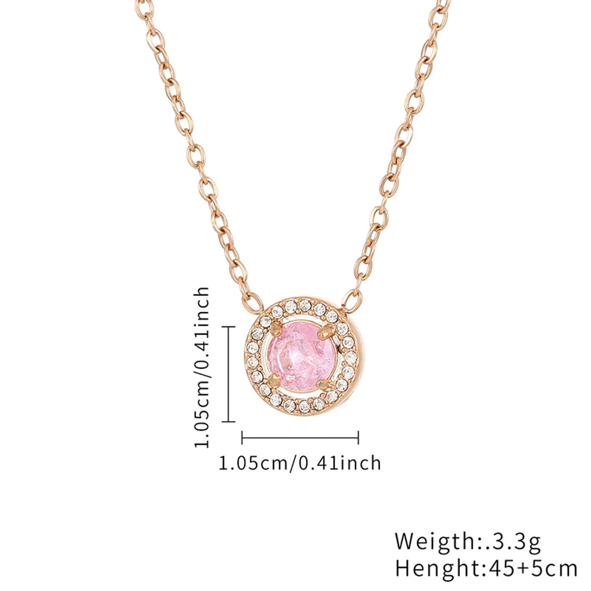 Simple Style Round Stainless Steel Plating Inlay Zircon Rose Gold Plated Gold Plated Bracelets Necklace