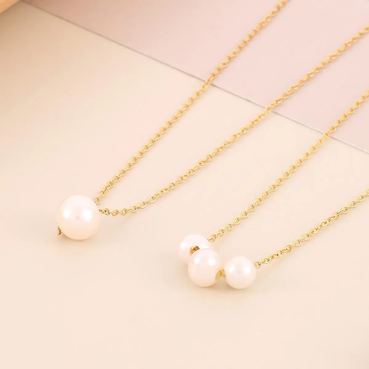 Simple Style Round Stainless Steel Shell Titanium Steel Plating 18k Gold Plated Necklace