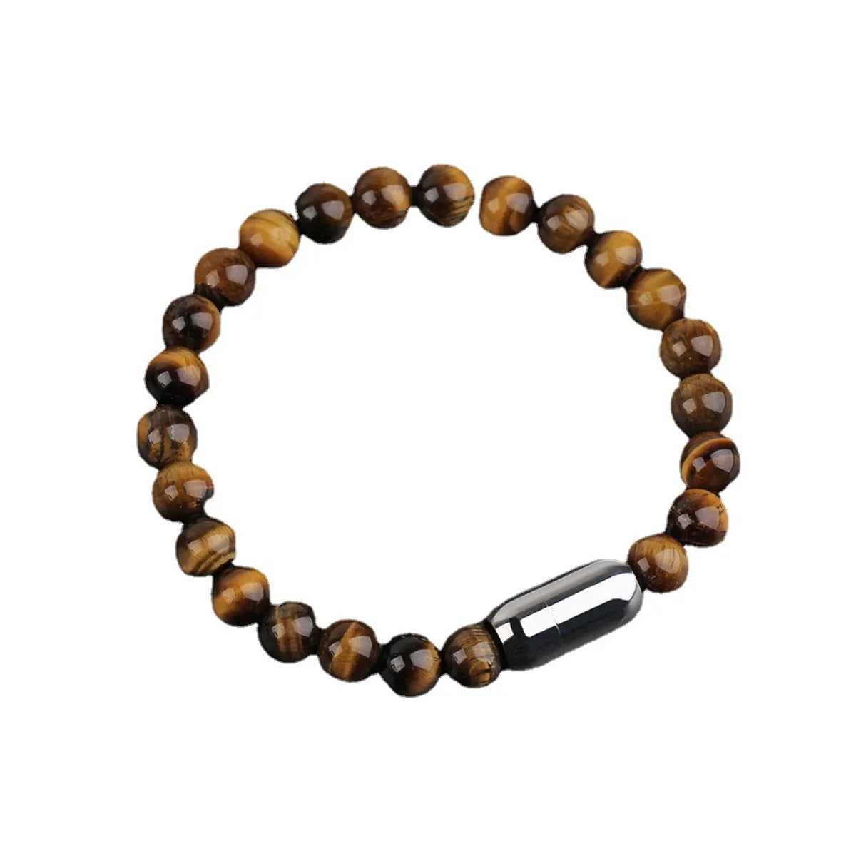 Simple Style Round Stainless Steel Stone Beaded Braid Men'S Bracelets