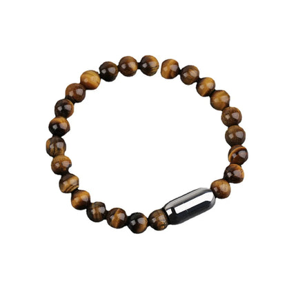 Simple Style Round Stainless Steel Stone Beaded Braid Men'S Bracelets