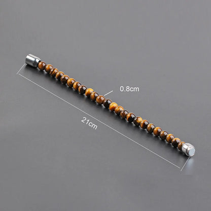 Simple Style Round Stainless Steel Stone Beaded Braid Men'S Bracelets