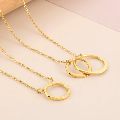 Stainless Steel Titanium Steel 18K Gold Plated Simple Style Plating Round Pendant Necklace