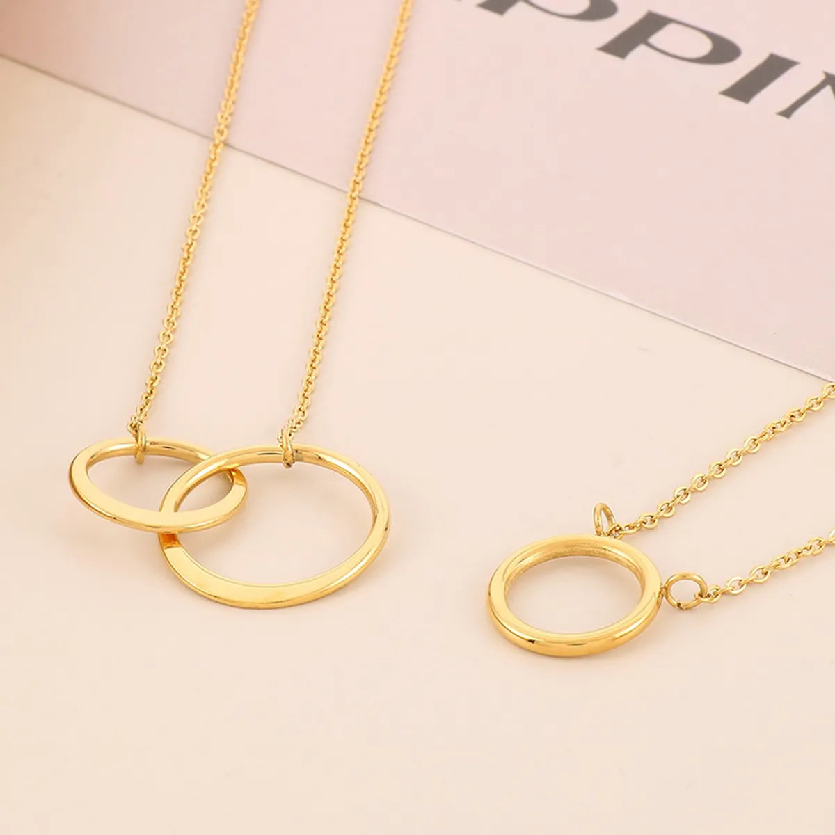 Stainless Steel Titanium Steel 18K Gold Plated Simple Style Plating Round Pendant Necklace