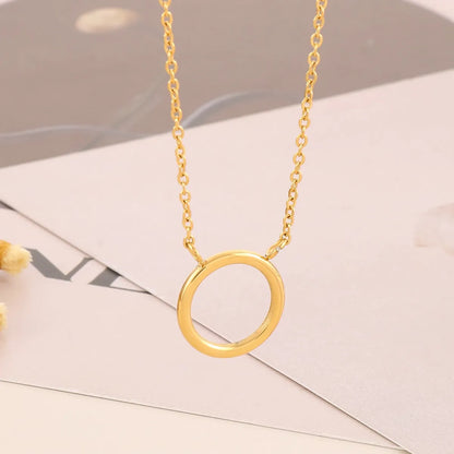 Stainless Steel Titanium Steel 18K Gold Plated Simple Style Plating Round Pendant Necklace