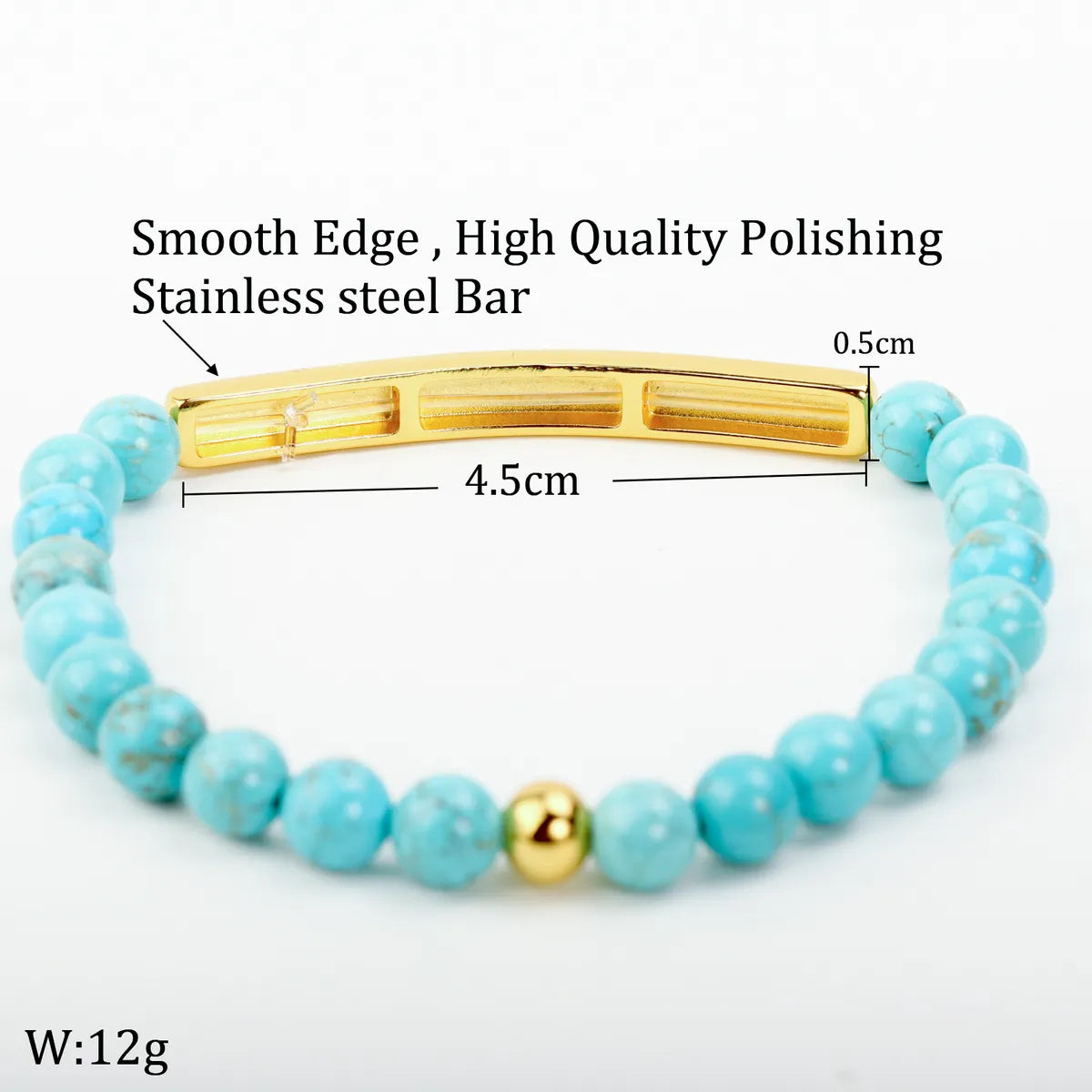 Simple Style Round Stainless Steel Turquoise Wholesale Bracelets