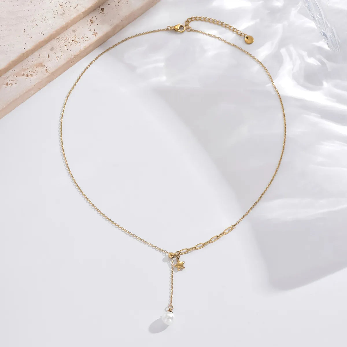 Simple Style Round Star Stainless Steel Plating Inlay Freshwater Pearl 14k Gold Plated Necklace