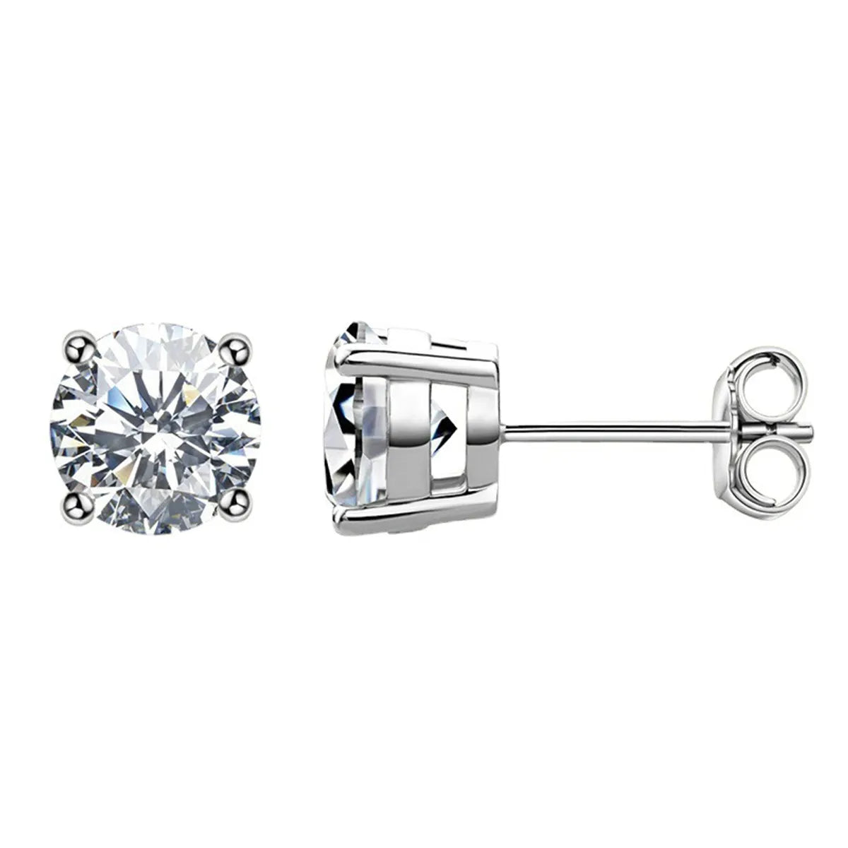 Simple Style Round Sterling Silver 18k Gold Plated Moissanite Ear Studs In Bulk